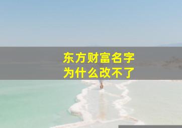 东方财富名字为什么改不了