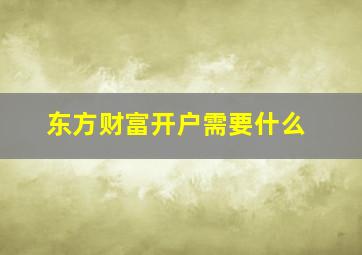 东方财富开户需要什么