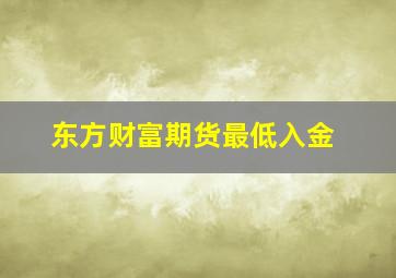 东方财富期货最低入金