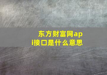 东方财富网api接口是什么意思