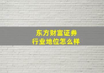 东方财富证券行业地位怎么样