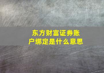 东方财富证券账户绑定是什么意思