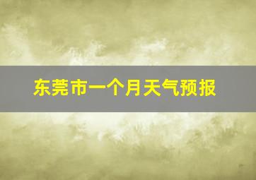 东莞市一个月天气预报