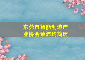 东莞市智能制造产业协会蔡沛均简历