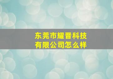 东莞市耀晋科技有限公司怎么样