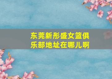 东莞新彤盛女篮俱乐部地址在哪儿啊