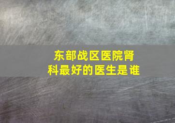 东部战区医院肾科最好的医生是谁