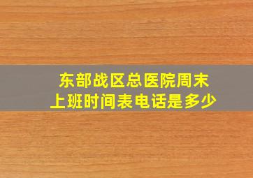 东部战区总医院周末上班时间表电话是多少