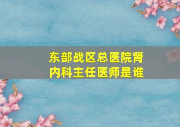 东部战区总医院肾内科主任医师是谁