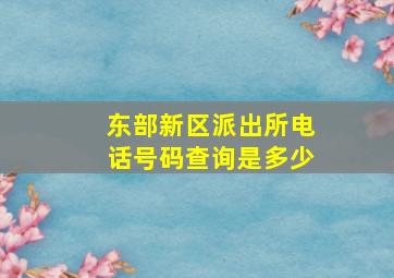 东部新区派出所电话号码查询是多少