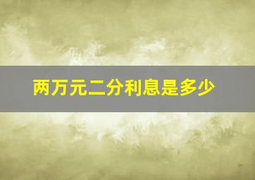 两万元二分利息是多少