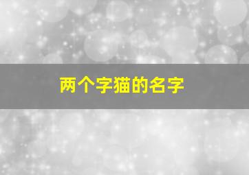 两个字猫的名字