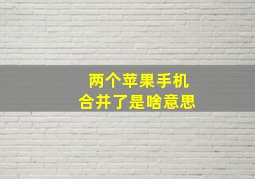 两个苹果手机合并了是啥意思