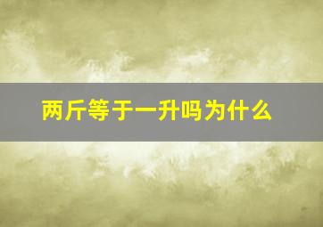 两斤等于一升吗为什么