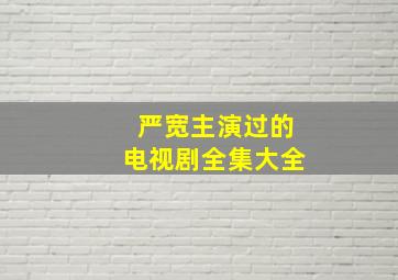 严宽主演过的电视剧全集大全