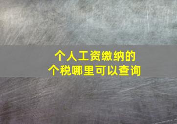 个人工资缴纳的个税哪里可以查询