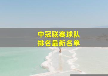 中冠联赛球队排名最新名单