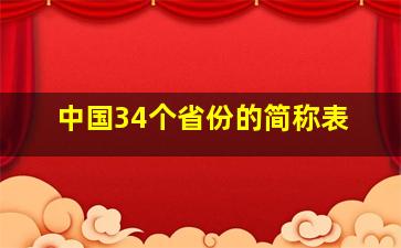 中国34个省份的简称表