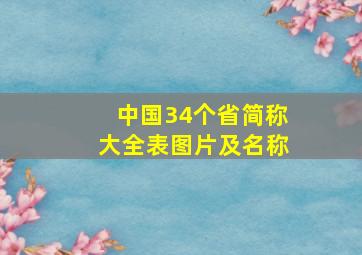 中国34个省简称大全表图片及名称