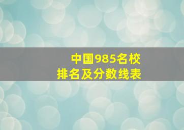 中国985名校排名及分数线表