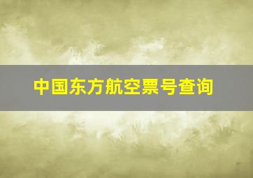 中国东方航空票号查询