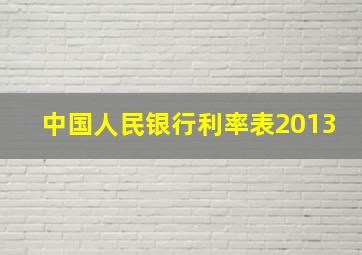 中国人民银行利率表2013