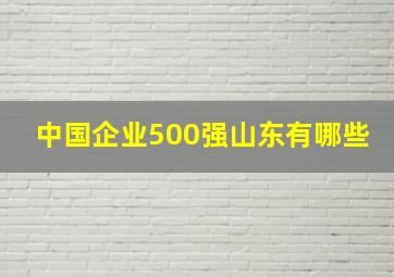 中国企业500强山东有哪些