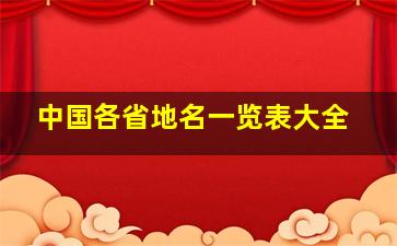 中国各省地名一览表大全