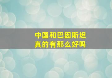 中国和巴因斯坦真的有那么好吗