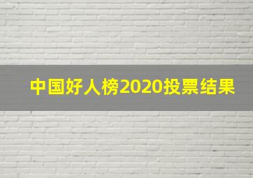 中国好人榜2020投票结果