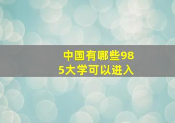 中国有哪些985大学可以进入