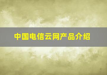 中国电信云网产品介绍