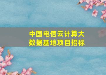 中国电信云计算大数据基地项目招标