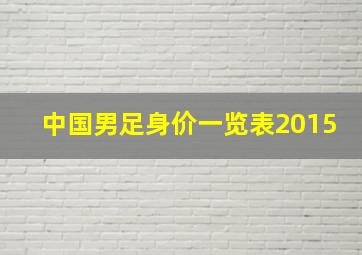 中国男足身价一览表2015