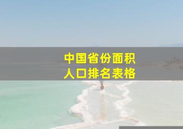 中国省份面积人口排名表格