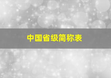 中国省级简称表