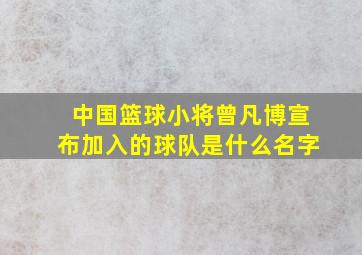 中国篮球小将曾凡博宣布加入的球队是什么名字