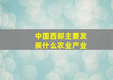 中国西部主要发展什么农业产业