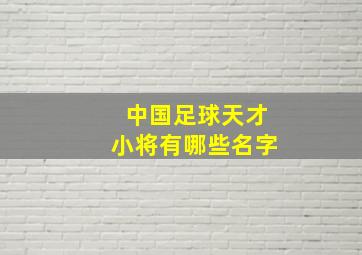 中国足球天才小将有哪些名字