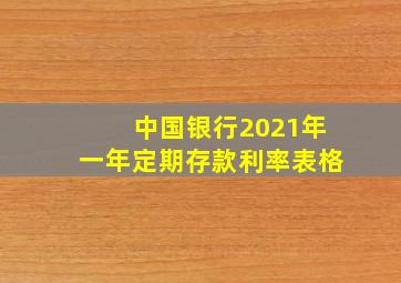 中国银行2021年一年定期存款利率表格