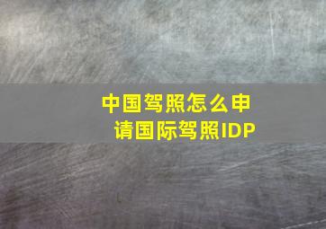 中国驾照怎么申请国际驾照IDP