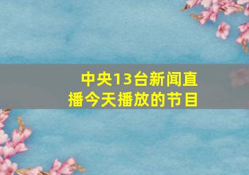 中央13台新闻直播今天播放的节目