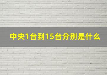 中央1台到15台分别是什么