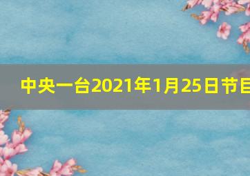 中央一台2021年1月25日节目