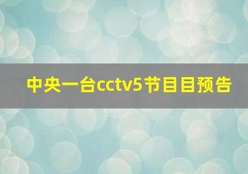 中央一台cctv5节目目预告