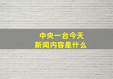 中央一台今天新闻内容是什么