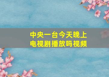 中央一台今天晚上电视剧播放吗视频