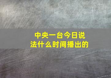 中央一台今日说法什么时间播出的