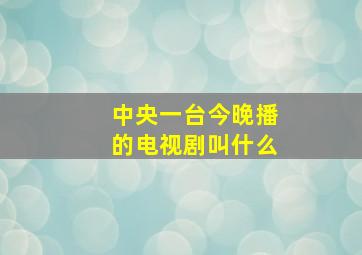 中央一台今晚播的电视剧叫什么