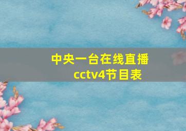 中央一台在线直播cctv4节目表